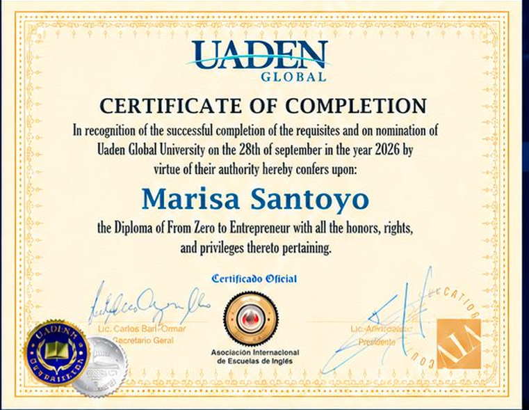 Modelo de certificado UADEN Global