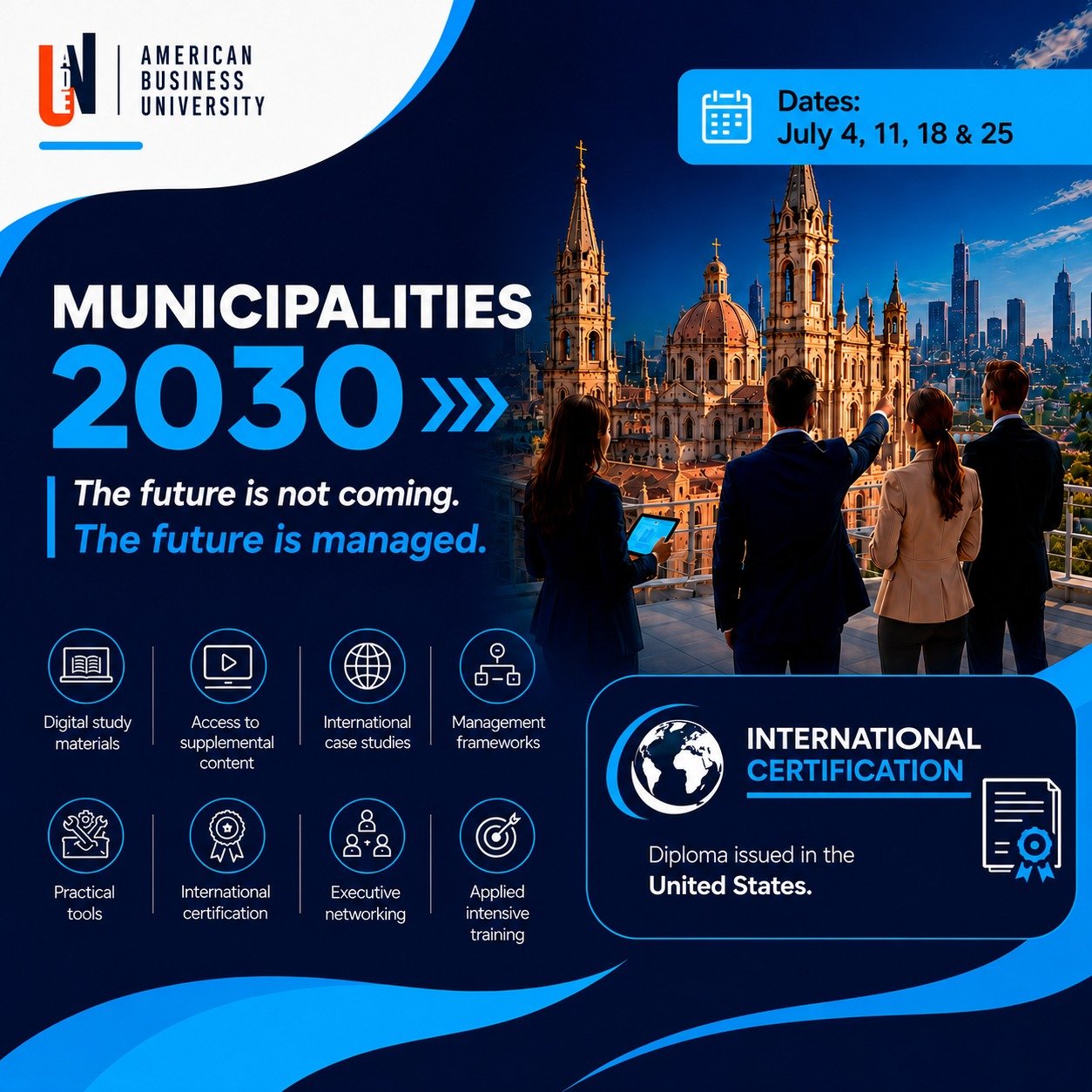 Graphic material for the Municipalities 2030 diploma with international certification